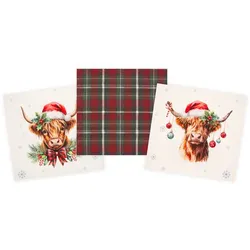 Canvas-Coupon "Highland Rind Weihnachten", weiß-color