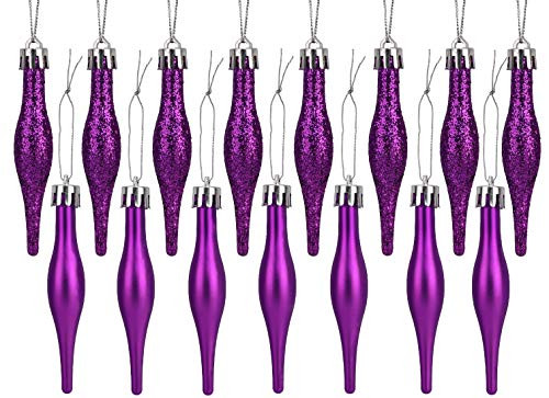 Christmas Concepts Pakket met 15 Paarse Druppelvormige Kerstballen met Mat en Glitterontwerp