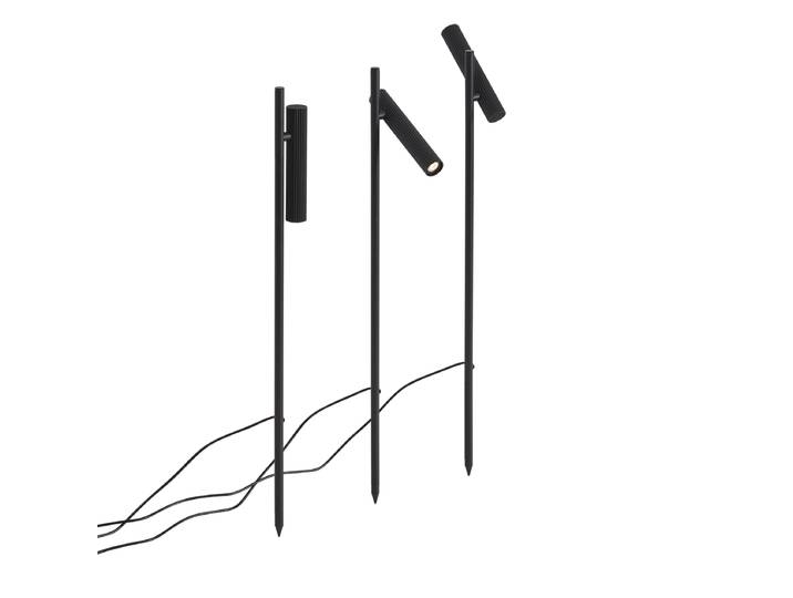 Ensemble de 3 spots sur piquet noirs avec LED IP44 - Garly Ribble