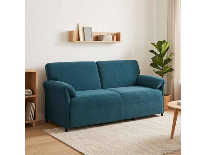 KGHERMDF 3-Sitzer-Sofa Blau 198 x 83 x 95 cm Samt mit Metallrahmen Samtstoff, Metallrahmen, Schaumpolster, geschwungene Armlehnen, einfache Pflege, Wohnzimmer