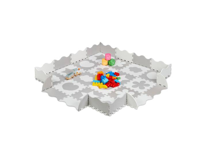 Puzzlematte mit Rand 52-tlg. Weiss-Grau