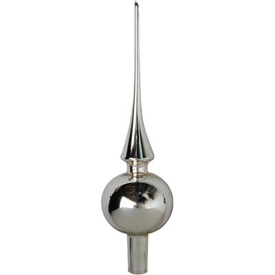 Christbaumspitze KREBS GLAS LAUSCHA "Uni-Design Glanz", silber (silberfarbig), B:7cm H:26cm T:7cm Ø:26cm, Glas, Weihnachtsbaumschmuck, Glas, 1 Stück