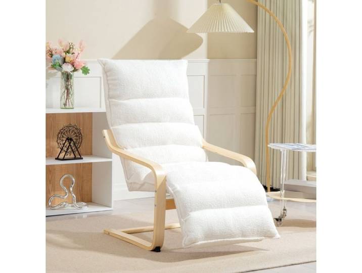 Fauteuil relax à bascule – Sherpa blanc – repose-pieds réglable – 120 kg