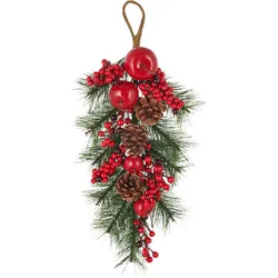 Kunstpflanze Türhänger I Grün/Rot/Braun ca. 47 cm