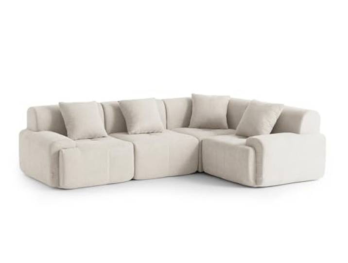 MILYsofa Modulares Ecksofa, 4-Sitzer, Chenille-Bezug Elfenbeinweiß, Abnehmbare Kissenbezüge (Elfenbeinweiß, 4-Sitzer)