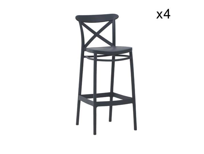 Lot de 4 tabourets en polypropylène anthracite