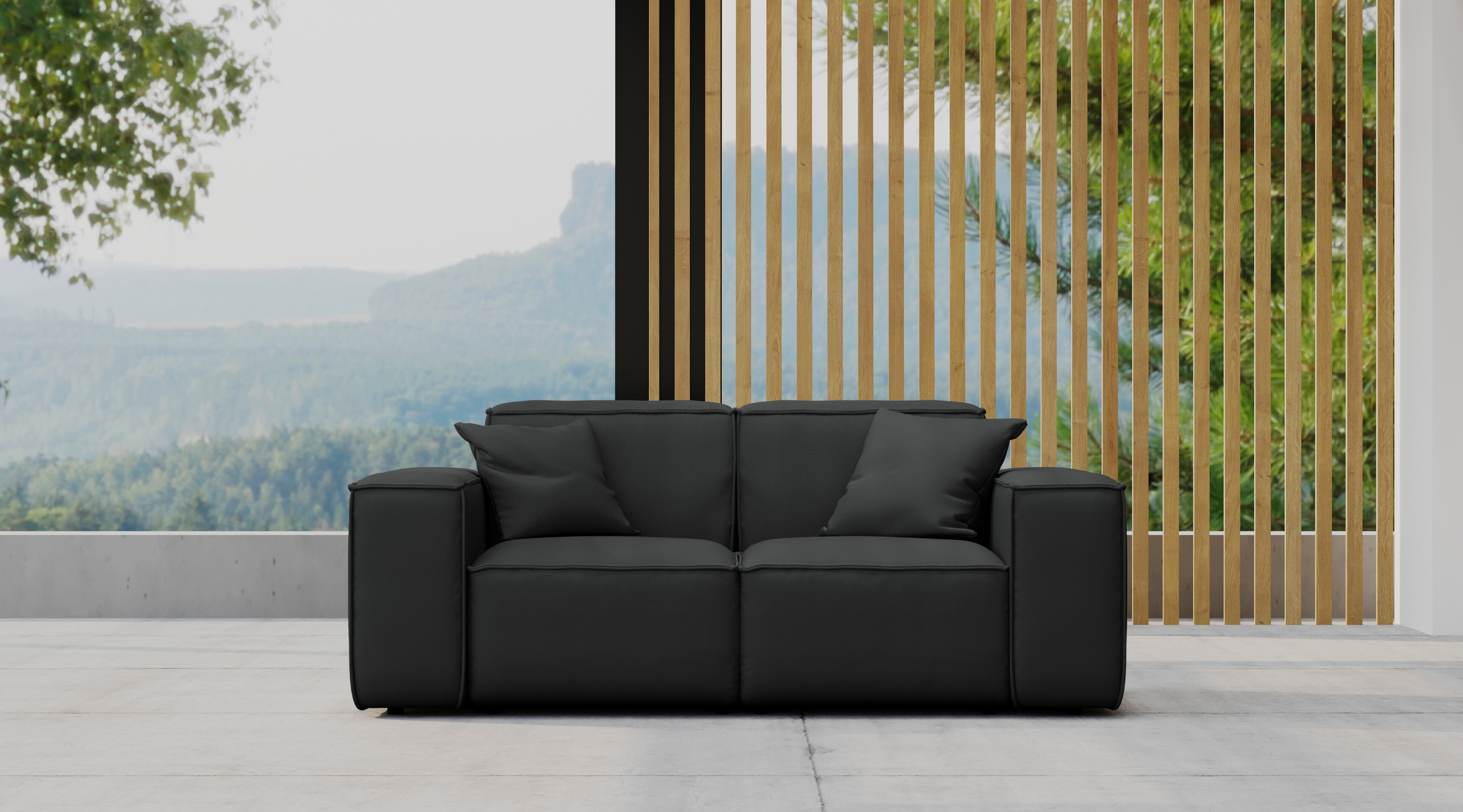 Kaiser Möbel, Gartenmöbel set, sofa 2 sitze für den Garten Terrasse, MALIBU den Hof, gemütliche, ODYSSEY Schwarz