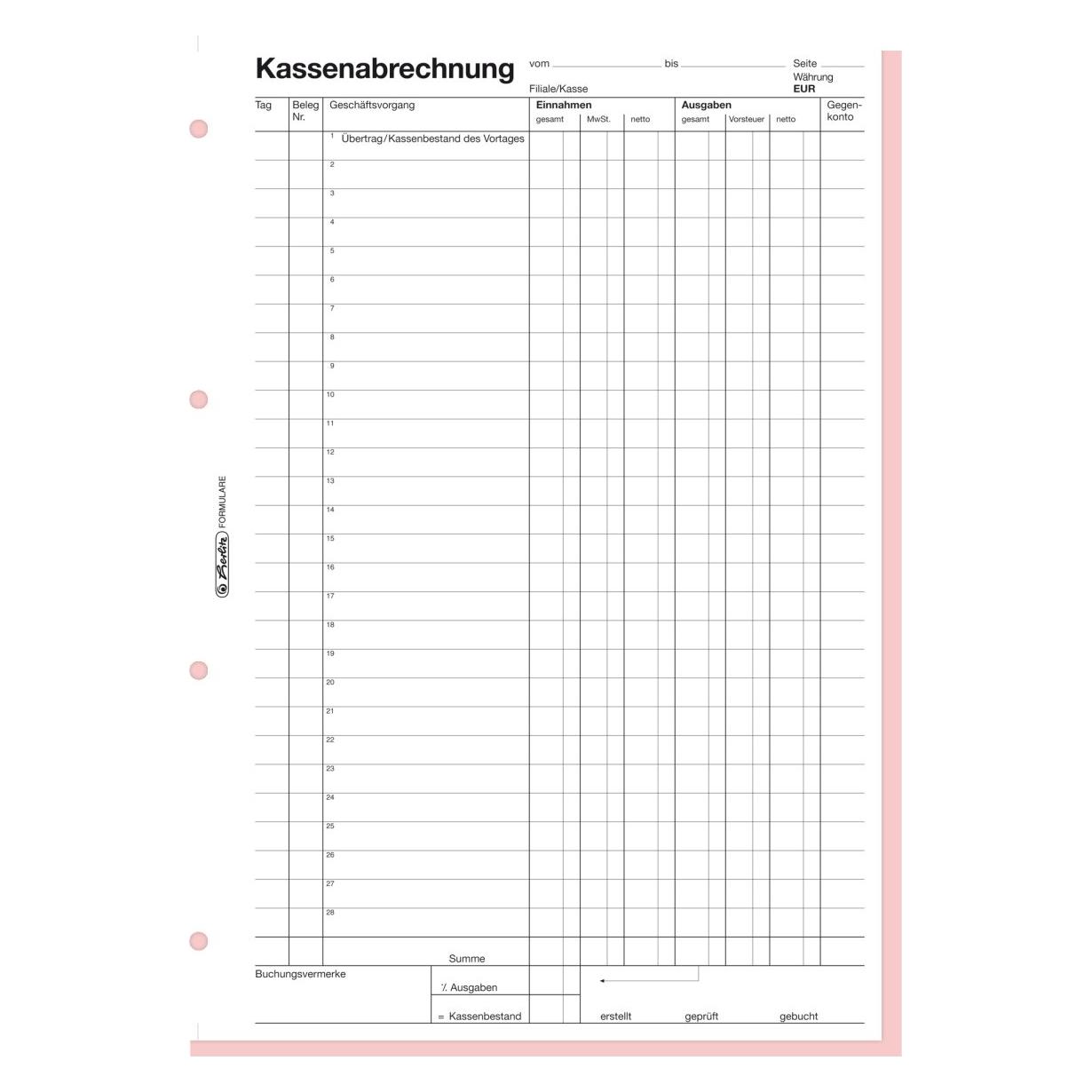 Herlitz Kassenabrechnung (100x) (882415)