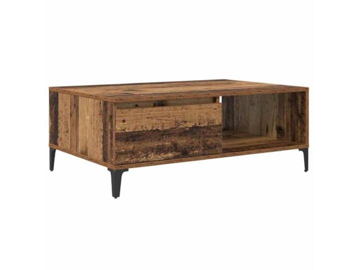 IBUQDDV Couchtisch Altholz 90 x 60 x 35 cm Holzwerkstoff Industriestil, Metallrahmen, verwitterte Optik, rustikaler Charme, Stauraum, Ablagetisch