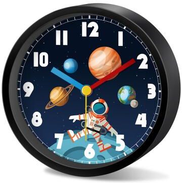 Daily Discovery Astronaut Planet Kids Alarm Clock Silent Non Ticking Cartoon Bedside Desk Clock For Children nza177 Black