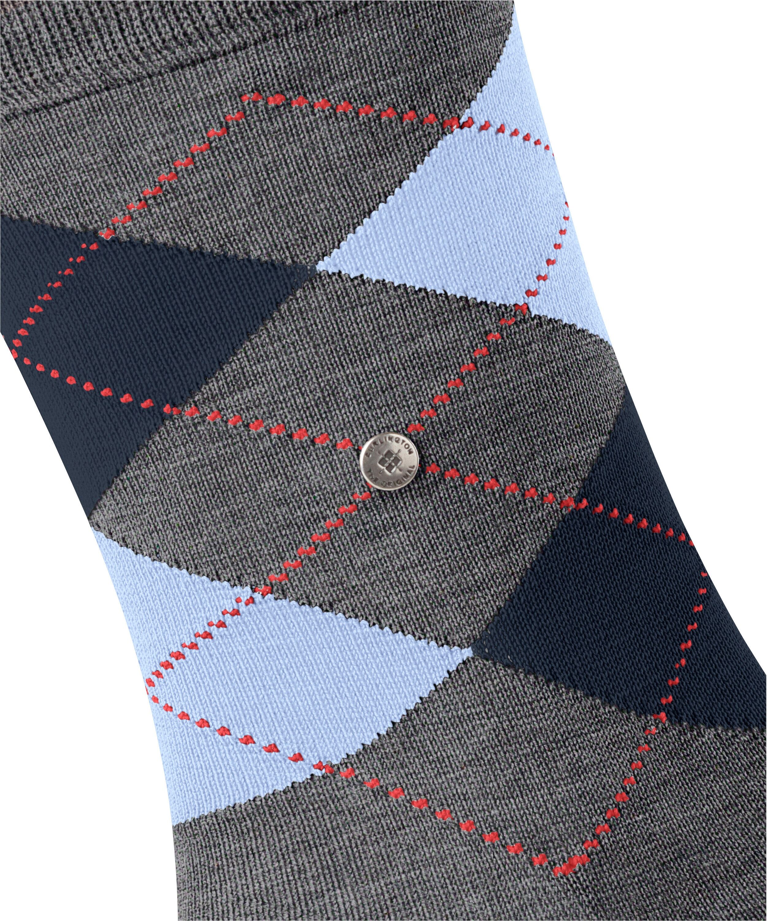 Socken BURLINGTON "Manchester", Herren, Gr. 40, grau (concrete melange), Baumwollmischung, Socken Socken, Einheitsgrösse 40-46, Argyle-Muster, Burlington-Clip concrete melange 40