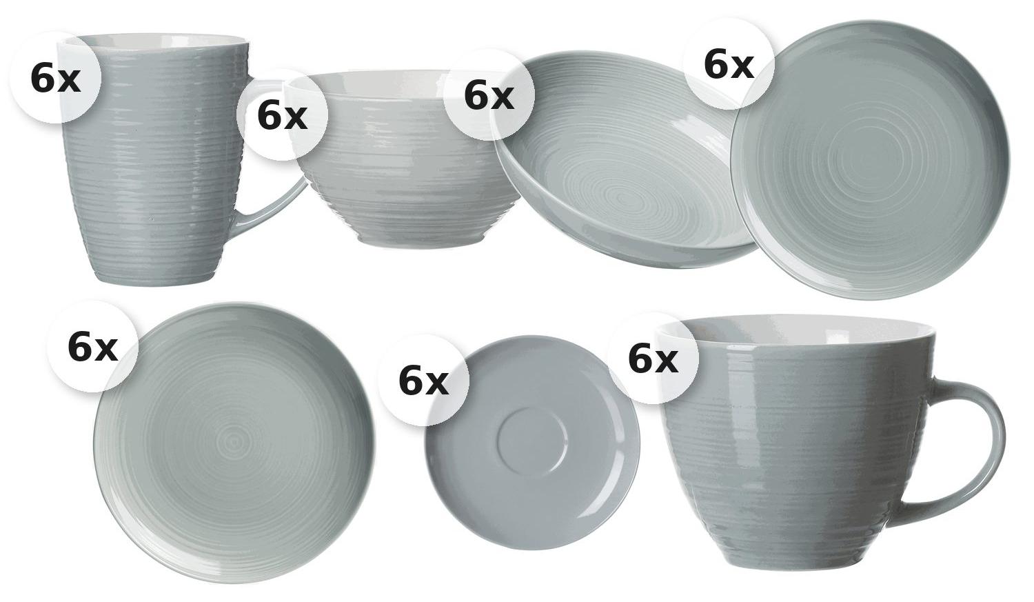 Kaffee- & Tafelservice 42 tlg. Suomi grau-blau