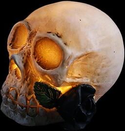 Perfect Picks Market Halloween Rose Skull Resin Lights Spooky Horror Themed Indoor Outdoor Lawn Decor mouth Flower