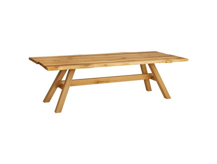 Linea Natura Esstisch, Eiche, Holz, Balkeneiche, massiv, rechteckig, konisch, eckig, 100x76x220 cm, Variantenauswahl, Esszimmer, Tische, Esstische, Baumkantentische
