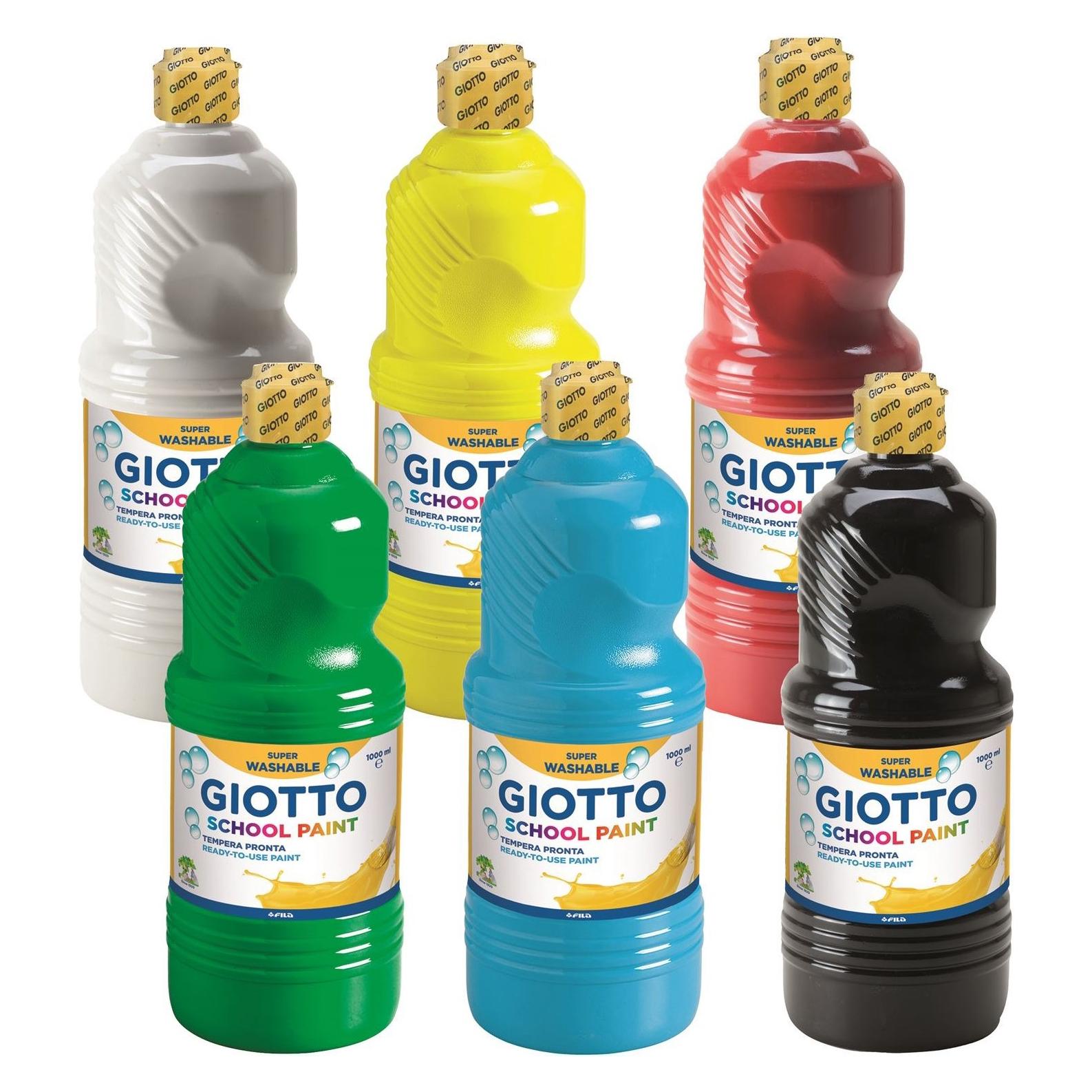 Giotto Schoolpaint, Malfertige Temperafarbe, 1000 ml 6 Farben x 1000 ml Set 1 (F535600)