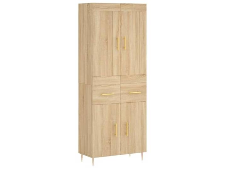 Sideboard Eiche Sonoma 69,5 x 34 x 180 cm aus mehrschichtigem Holz und Mehrschichtholz, Metall, Sonoma-Eiche, Türen, Metallfüße, Wandbefestigung, Montage erforderlich