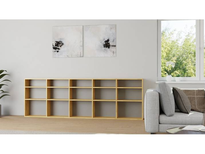Bibliothèque basse sur mesure Hêtre Naturel huilé