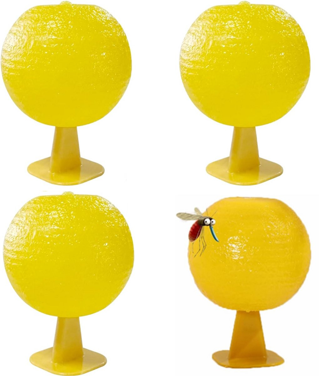 Set van 4 Fruitvlieg Vanger Bollen - Kleverige vallen voor fruitvliegjes, zweefvliegen en muggen