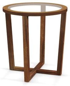 Costway Modern Round End Table Sofa Side Table with Transparent Tempered Glass Top-Brown