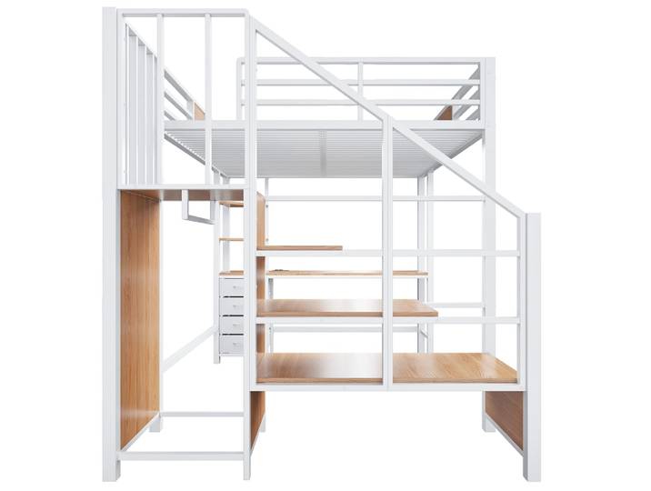 Lit mezzanine en métal blanc 140x200 cm