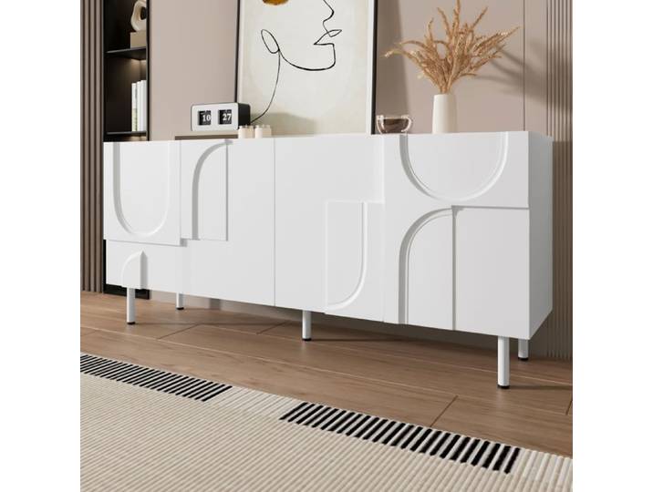 Buffet géométrique blanc 160 x 38 5 x 70 cm