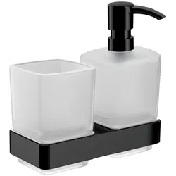 emco loft Glashalter und Flüssigseifenspender, Wandmodell, 053113300, Farbe: Schwarz