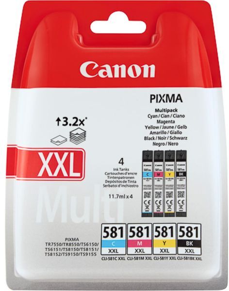 Canon CLI-581XXL C/M/Y/BK - 4 couleurs - Cartouche d'encre - Très grande capacité - Multipack