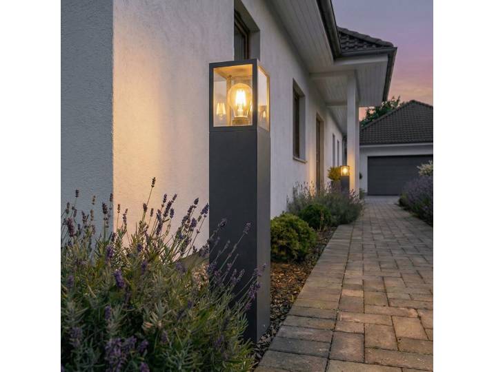 Klemens Short Außen Gartenleuchte IP54 Graphite - Lucande - Terrasse - Modern - Aluminium - Einflammig