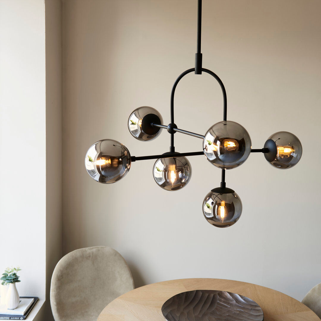 Canora Grey Cadel Glass Semi Flush Mount Smoked;Matt Black 86cm W X 86cm D