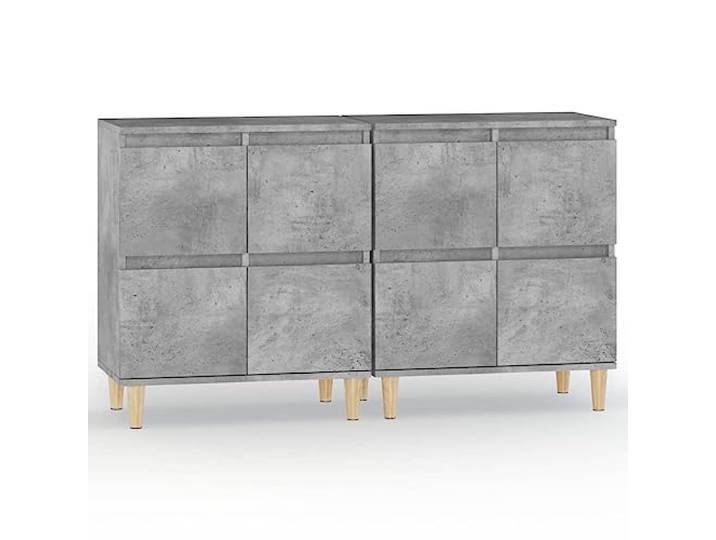 HGFDVCMR Sideboard 2er Set Betongrau 60x35x70 cm Kommode Holzwerkstoff Stabiles 2er Set Beistellschränke in Beton-Optik für Wohnzimmer und Flur mit je 4 Fächern für ordentliche Aufbewahrung.