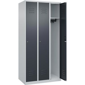CP-Möbel Spind Classic PLUS, anthrazit, 3 Abteile, mit Zylinderschloss, 90 x 185 cm