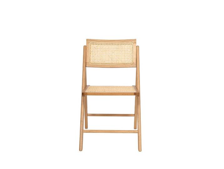 Chaise pliante en cannage et bois - bois clair