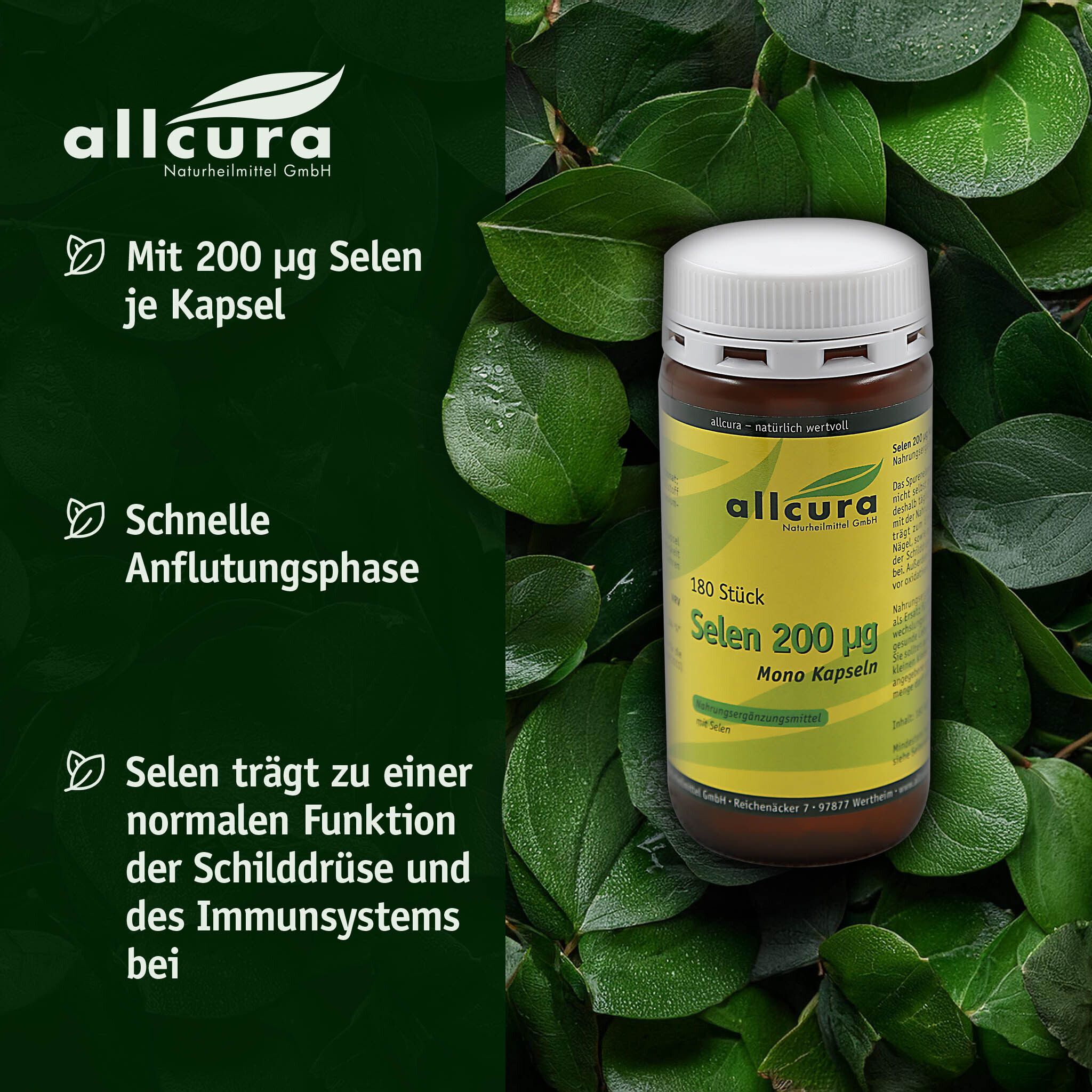 allcura Selen 200 µg Mono Kapseln 180 St