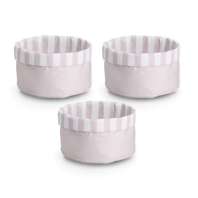 Brotkorb ZELLER PRESENT "Brotbeutel "Stripes", 3er Set", beige, B:23cm H:13cm L:23cm, Baumwolle, Polyester, Lebensmittelaufbewahrungsbehälter, Brotkorb, wendbar, Baumwolle/Polyester, beige/weiß, ca. Ø23x13 cm
