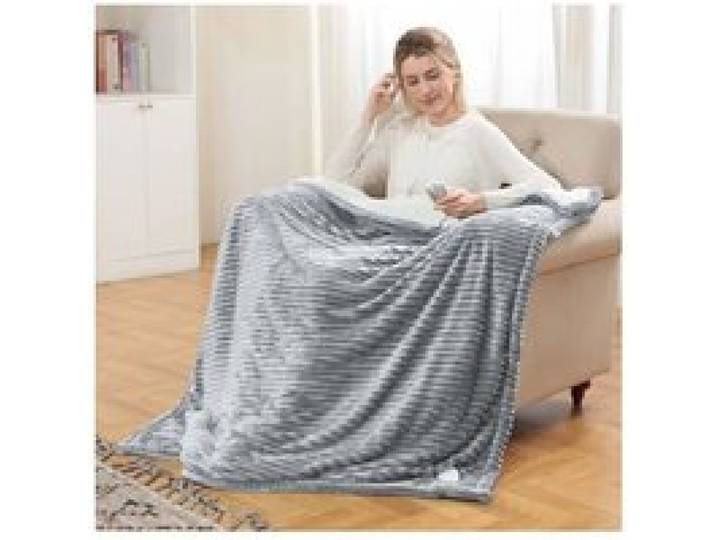 Couverture Chauffante 180x135cm avec Arrêt Automatique Flanelle-Gris - grise - Flanelle Sherpa - Flanelle+sherpa - Adulte