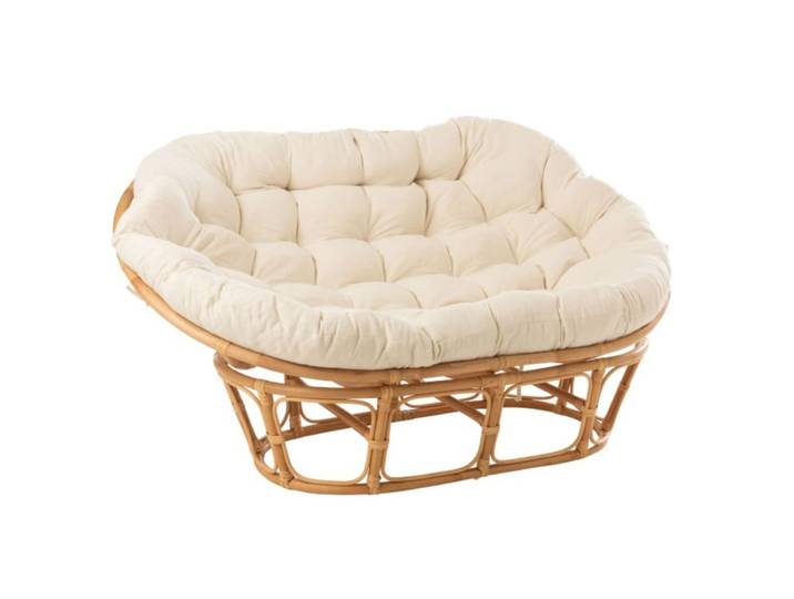 Fauteuil papasan double en rotin beige