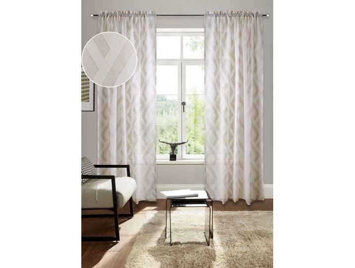 Gardine BRUNO BANANI Lynn, 1 Stück, halbtransparent, Scherli Gr. 1, beige (sand), B:140cm H:145cm, Scherli, Polyester, Gardinen, Gardine, schöner Schal, Scherli, zeitlos und modern