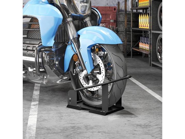 HOMCOM Bloque Roue Moto Acier Réglable Noir