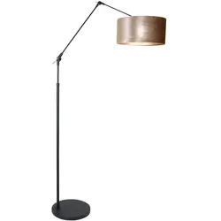 Stehleuchte Standlampe Gelenkleuchte E27 taupe Textil schwarz verstellbar 210 cm
