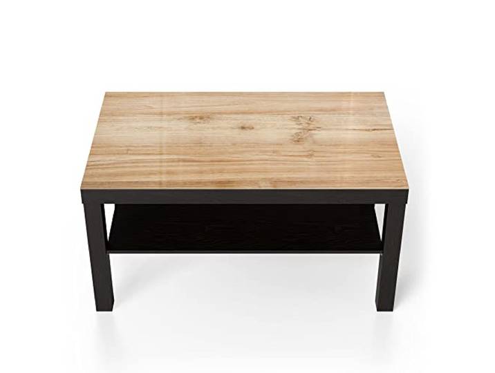 DEQORI Glastisch schwarz groß 90x50 cm Motiv Holzstruktur detailliert ausgefallener Beistelltisch aus Glas Hochglanz Couchtisch fürs Wohnzimmer moderner Couch Tisch mit Design