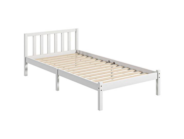 ComfortXL Bettgestell 90x200 cm De-08176 mit Kopfteil & Lattenrost, 26 cm Freiraum Weiß, 90x200 cm, Schlafzimmer, Betten