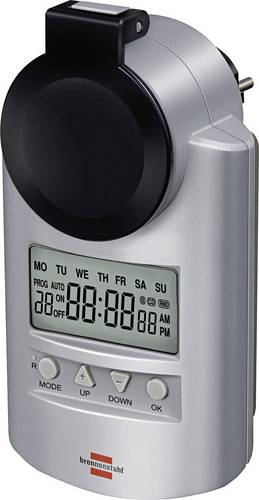 Brennenstuhl 1507490 Steckdosen-Zeitschaltuhr digital Wochenprogramm 23 h/59 min 3680 W IP44 Countdown-Funktion, Zufallsfunktion