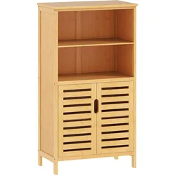 BADEZIMMERSCHRANK, Unterschrank aus Bambus, Badschrank mit Türen, Naturholz
