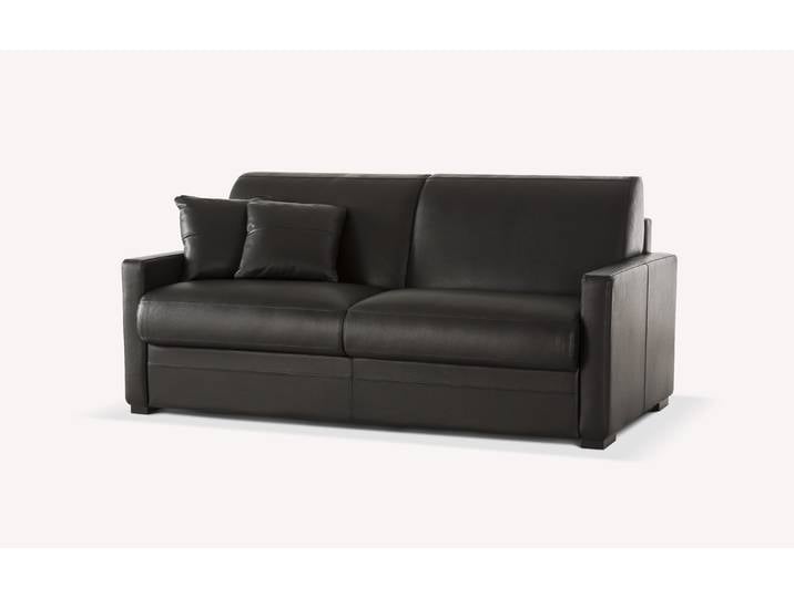 Canapé convertible Cuir NOTTE 3 Cuir - Noir - Couchage 120x197