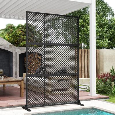 Lumibee Outdoor Privacy Screen with Stand for Patio Garden Metal Fence