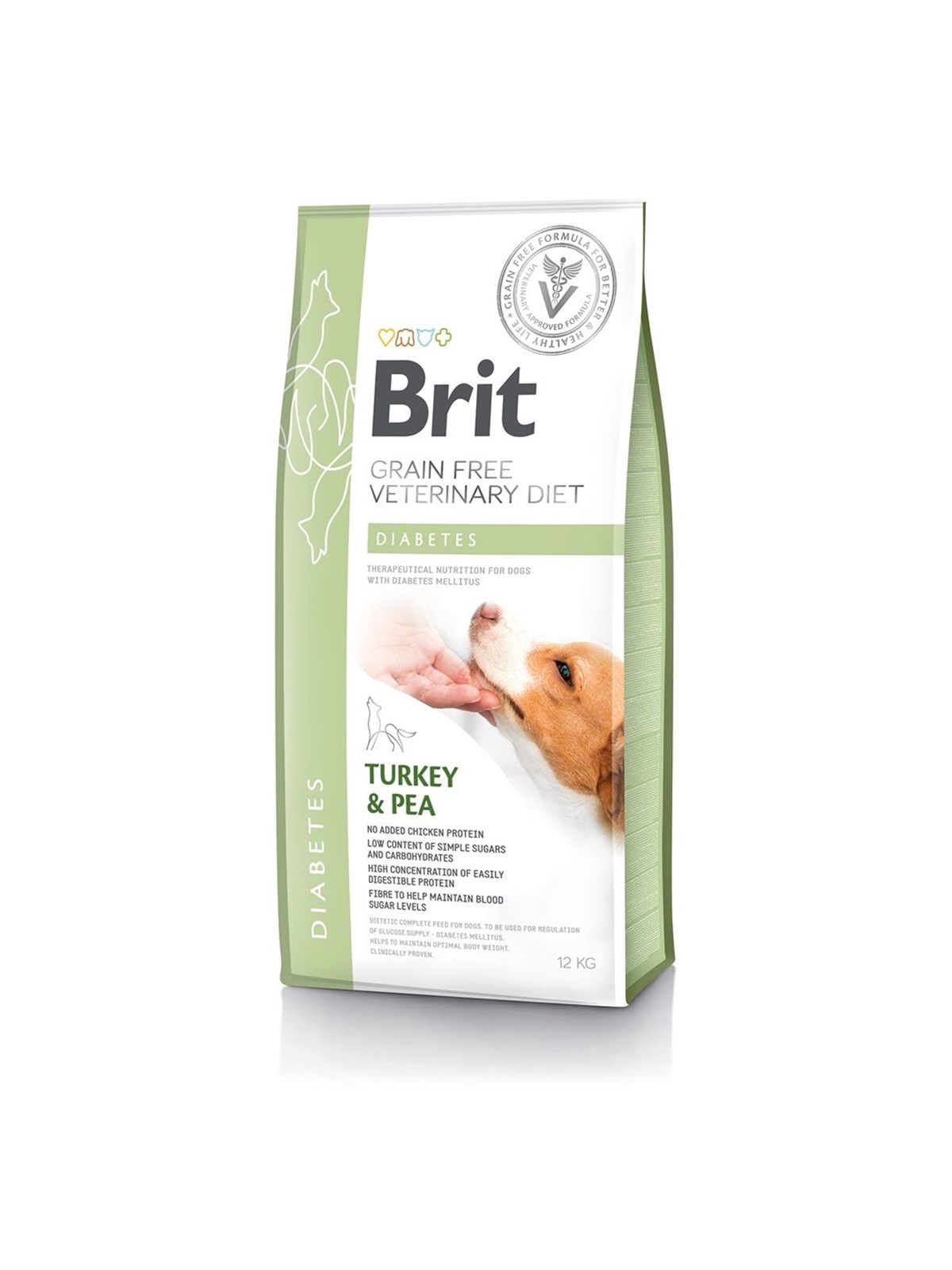 Brit Veterinary Diets Getreidefrei Diabetes Truthahn und Erbse - Trockenfutter für Hunde - 12kg