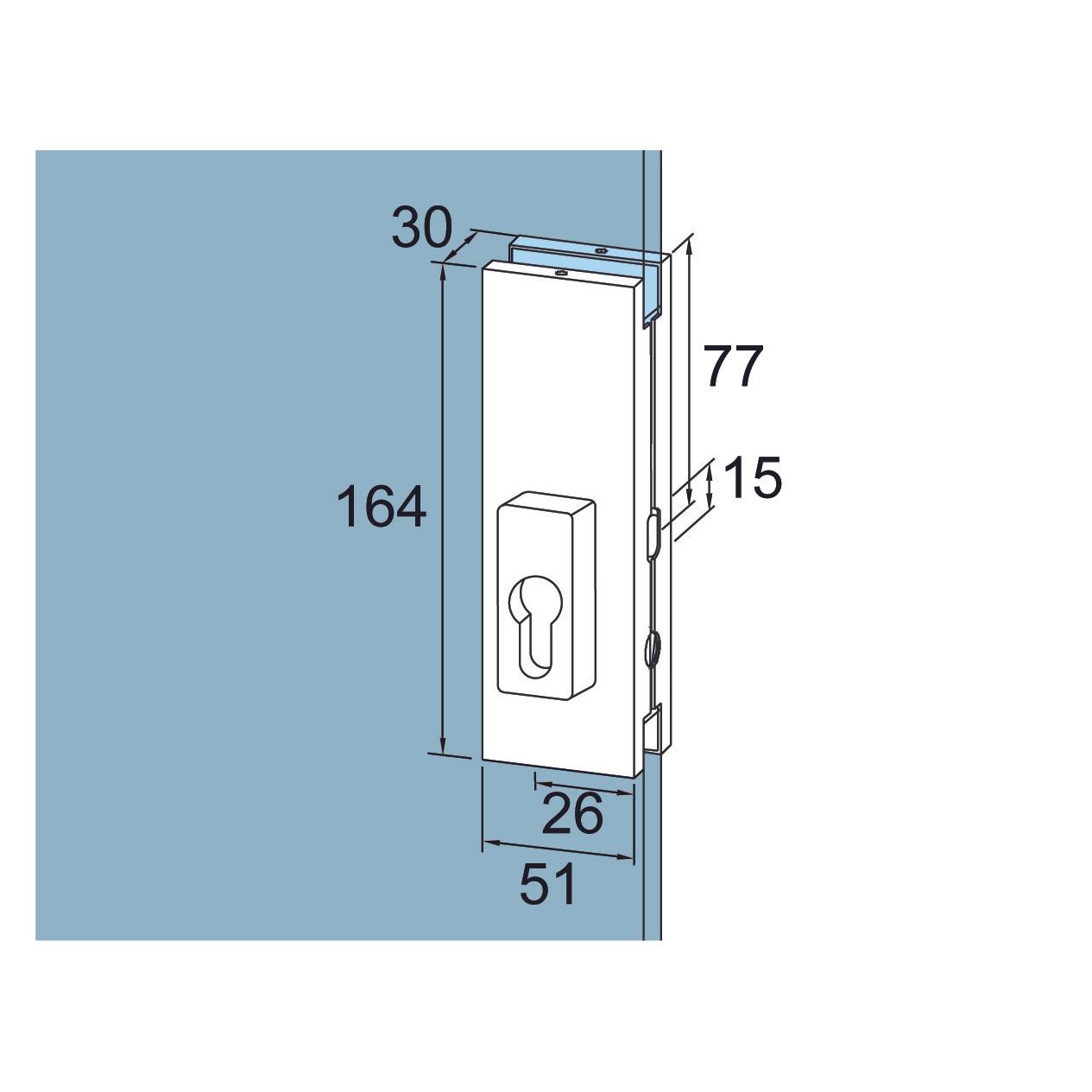 Dormakaba Mittelschloss US 20 für Ganzglasanlagen Universal (1 Stk.) (80334510199)