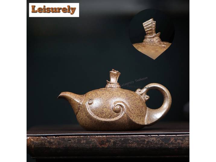 Théière créative Yixing en argile violette de 300ml, Pot de voilier fait à la main, minerai brut, bouilloire de boue en porcelaine cuit au bois avec infuseur Zisha Teaset
