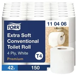 Tork Toilettenpapier »Premium Extra Soft« 4-lagig 42 Rollen (7 Pack à 6 Rollen) schwarz