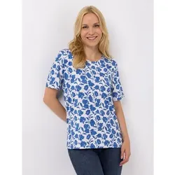 IN-PRINT Shirt, 1/2-Arm Rundhalsausschnitt Seitenschlitze Allover-Druck